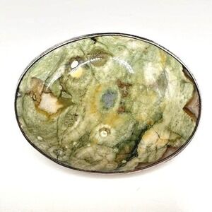 Artisan Brooch Sterling Silver & Gemstone Brooch Signed AB Artisans 1.5" x 1"